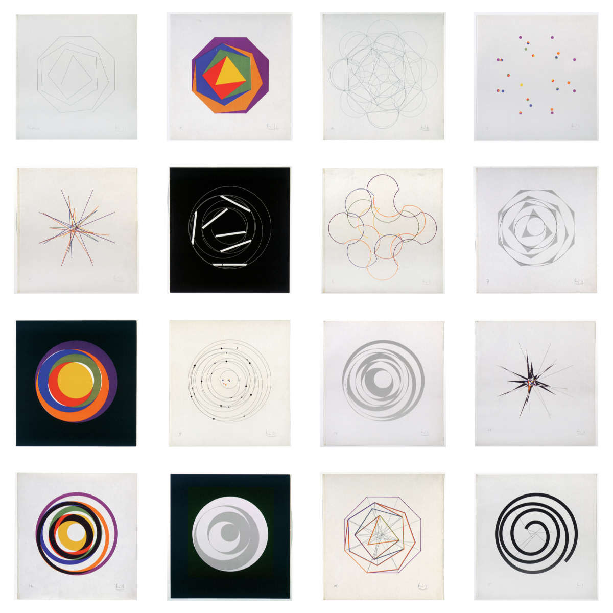 Overview of Max Bill's Fifteen Variations on One Theme