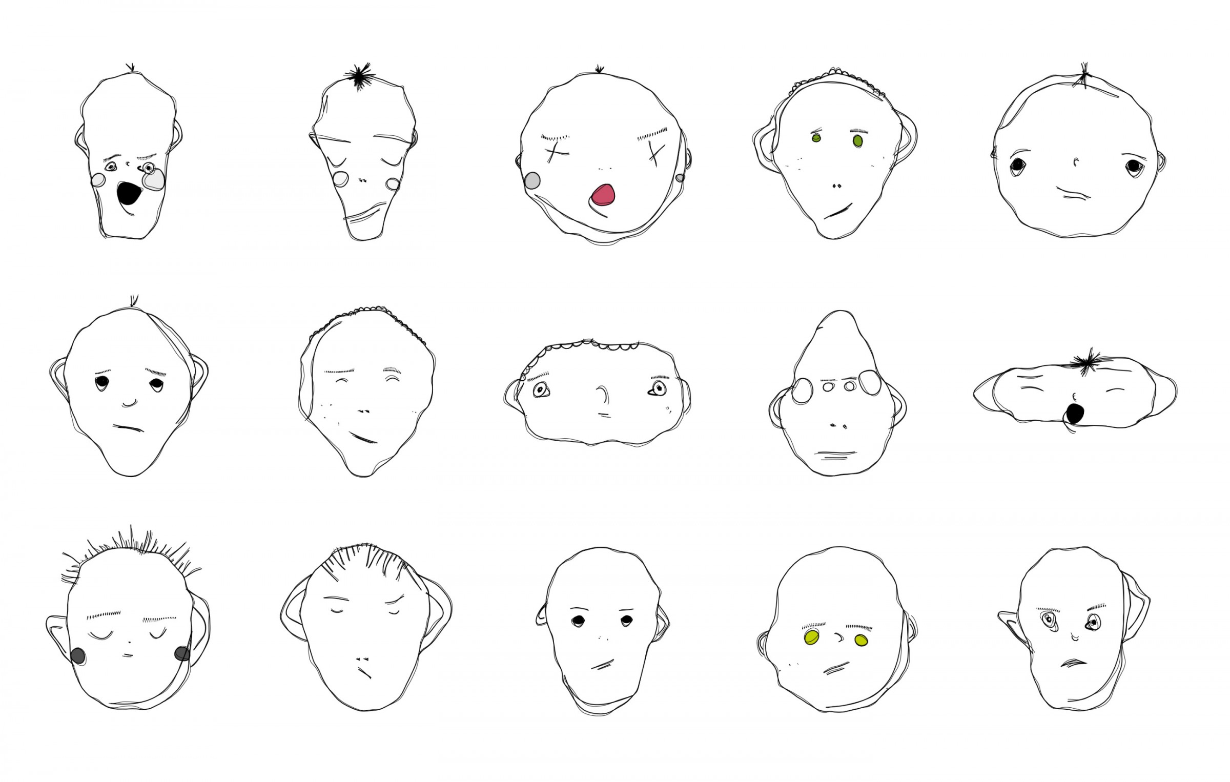 A collection of algorithmically generated faces from Matthias Dorfelt's Weird Faces